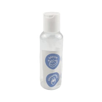 Transparent plastic spout bottle 100 ml + 4 self-adhesive labels