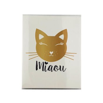 Album photo 36 pages à couverture souple tête de chat "miaou" H 16.5 x l 13.0 cm pour 36 photos de L 15 x l 10 cm Ostaria