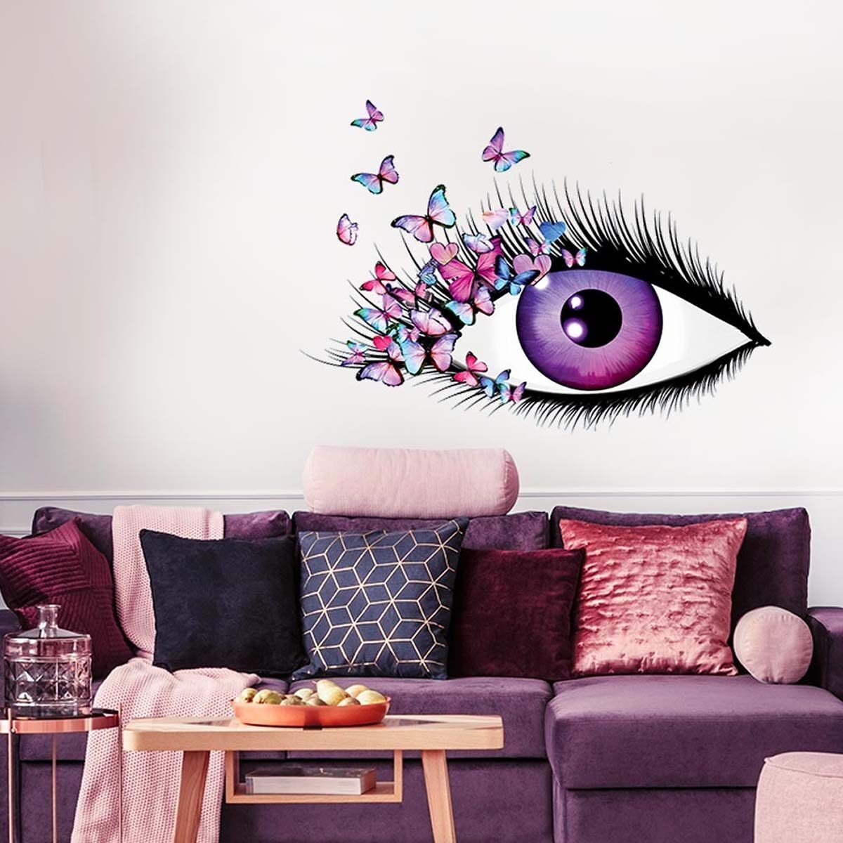 Stickers muraux qualité premium Œil à papillons l 68 x H 65 cm