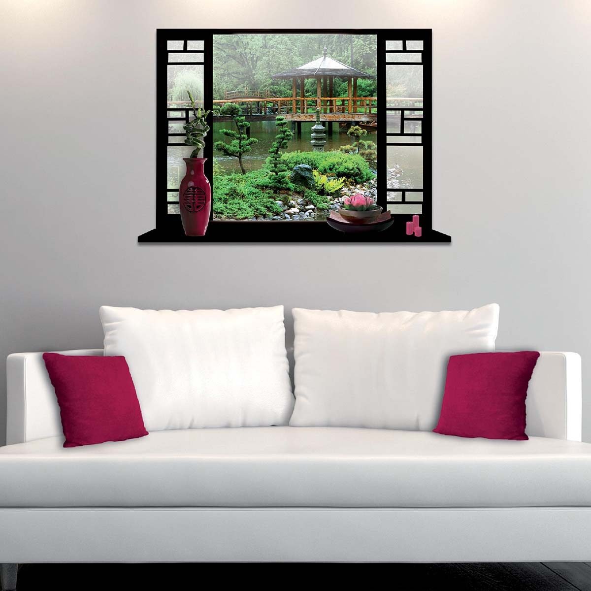 Wall sticker Trompe l'oeil premium quality Garden W 70 x H 50 cm