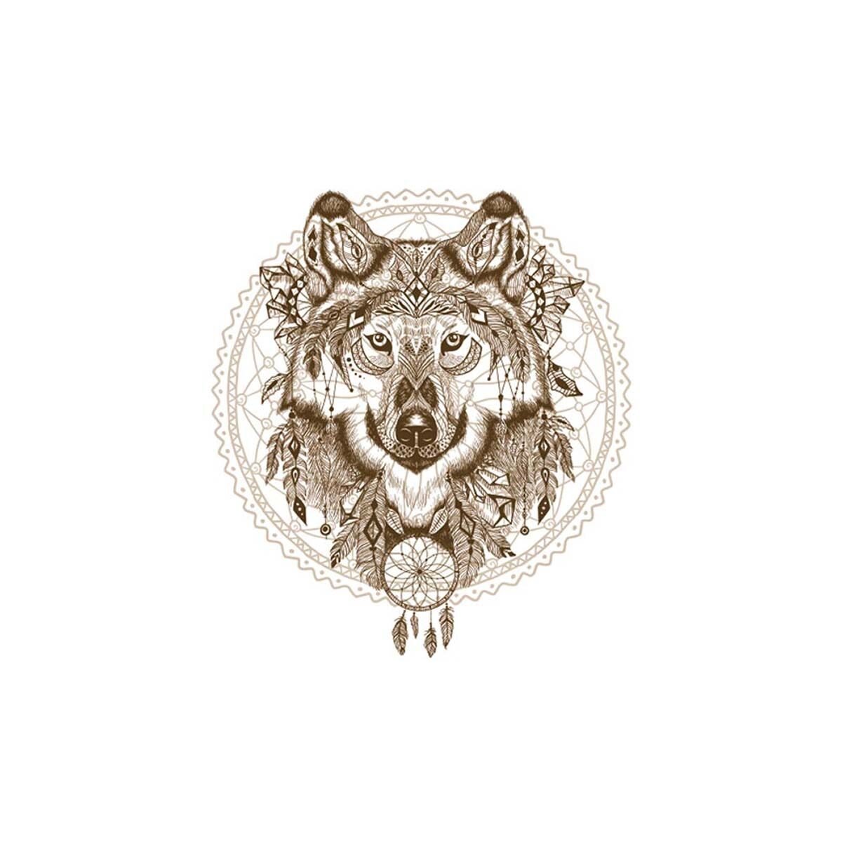 Premium quality wall stickers Dreamcatcher/wolf W 49.0 x H 54.8 cm
