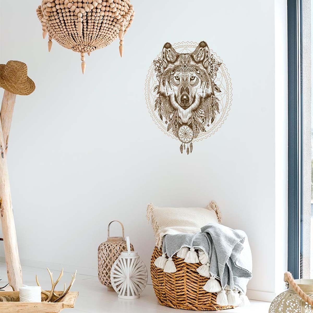 Premium quality wall stickers Dreamcatcher/wolf W 49.0 x H 54.8 cm