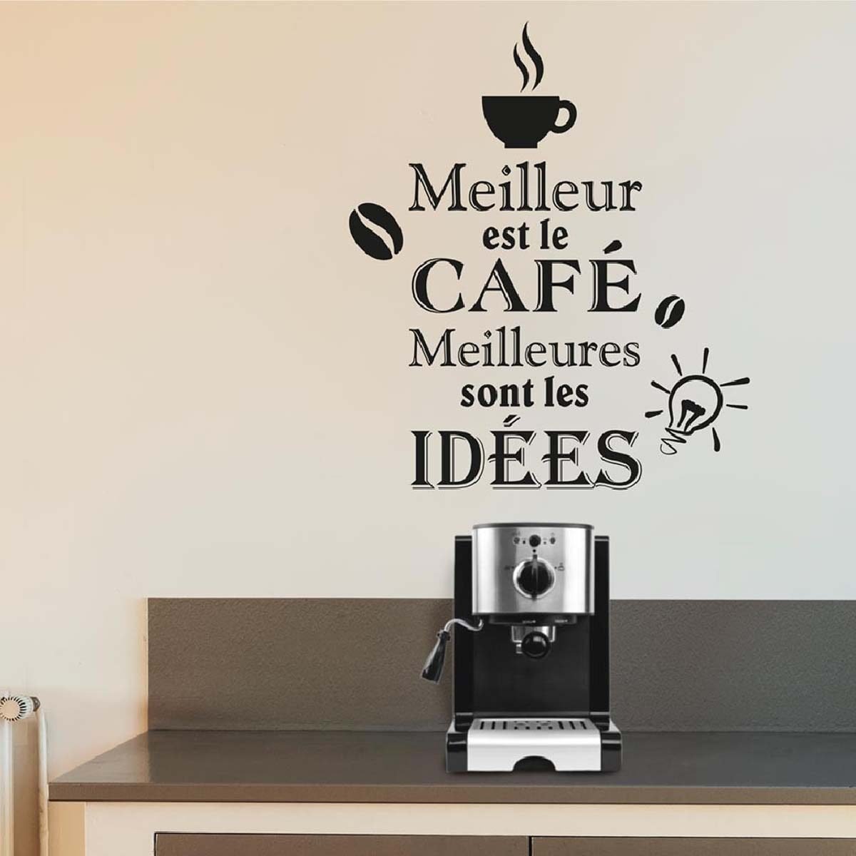 Stickers muraux qualité premium "Meilleur est le café" l 41.5 x H 48.6cm
