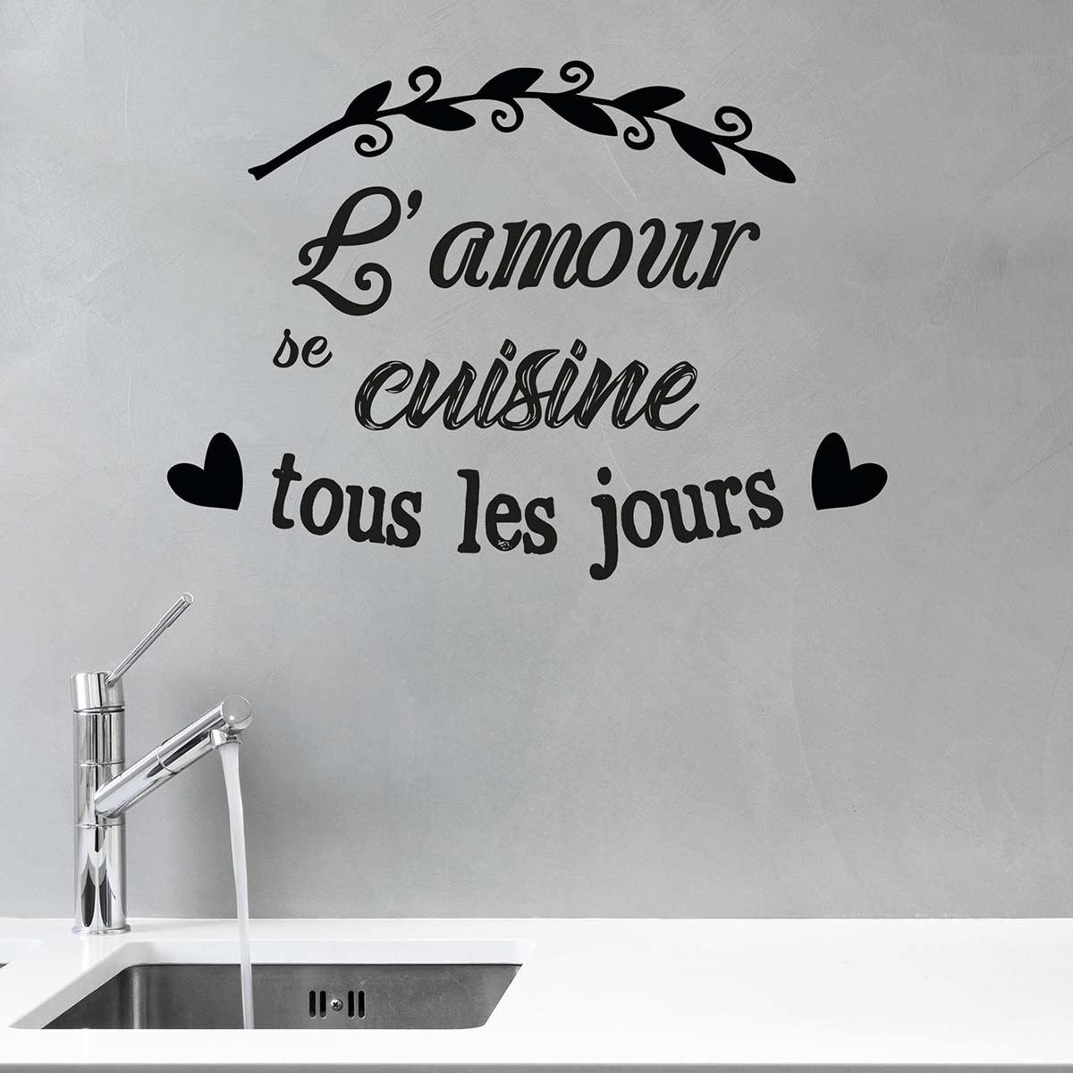 Stickers muraux qualité premium "L'amour se cuisine" l 50 x H 38 cm