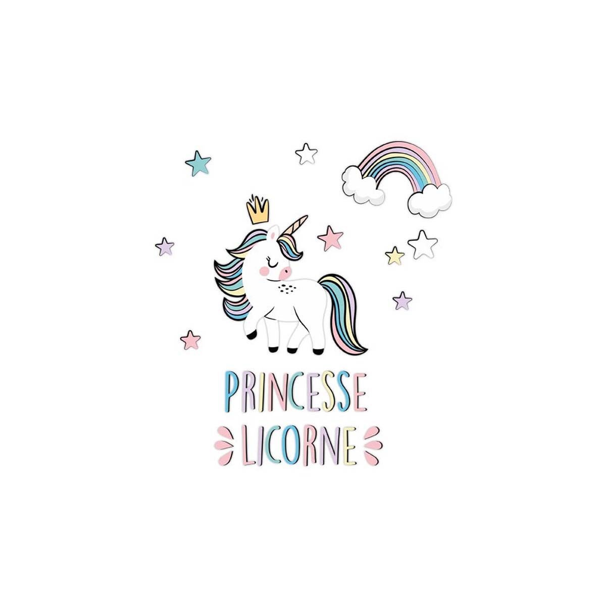 Stickers muraux qualité premium Princesse licorne l 42.0 x H 42.7 cm