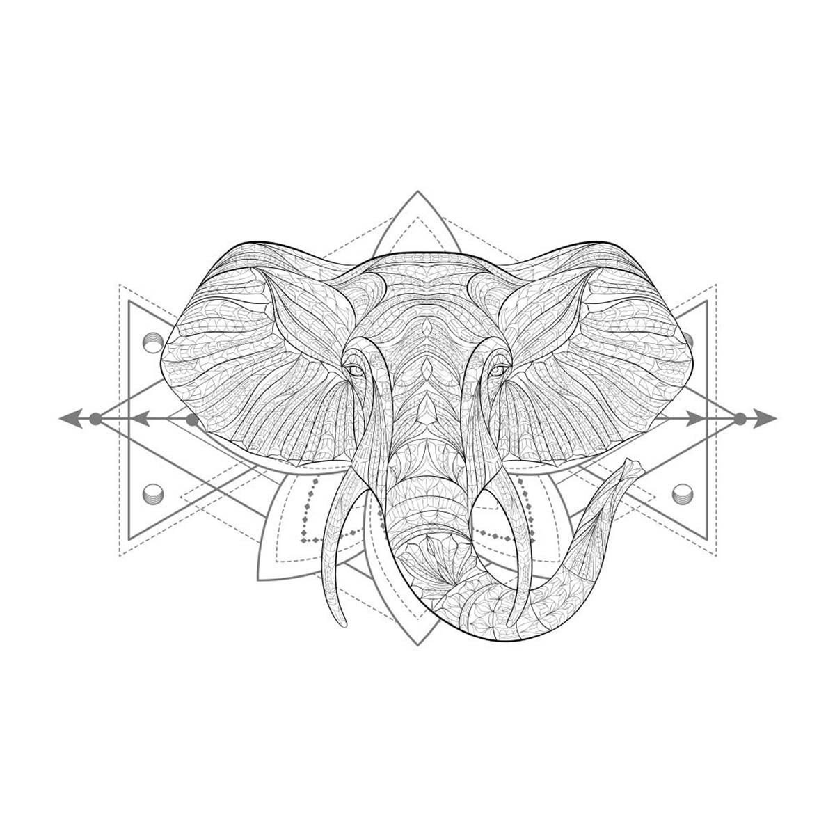 Stickers muraux qualité premium Boho éléphant l 68.5 x H 43.5 cm