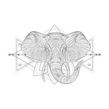 Boho elephant premium quality wall stickers W 68.5 x H 43.5 cm