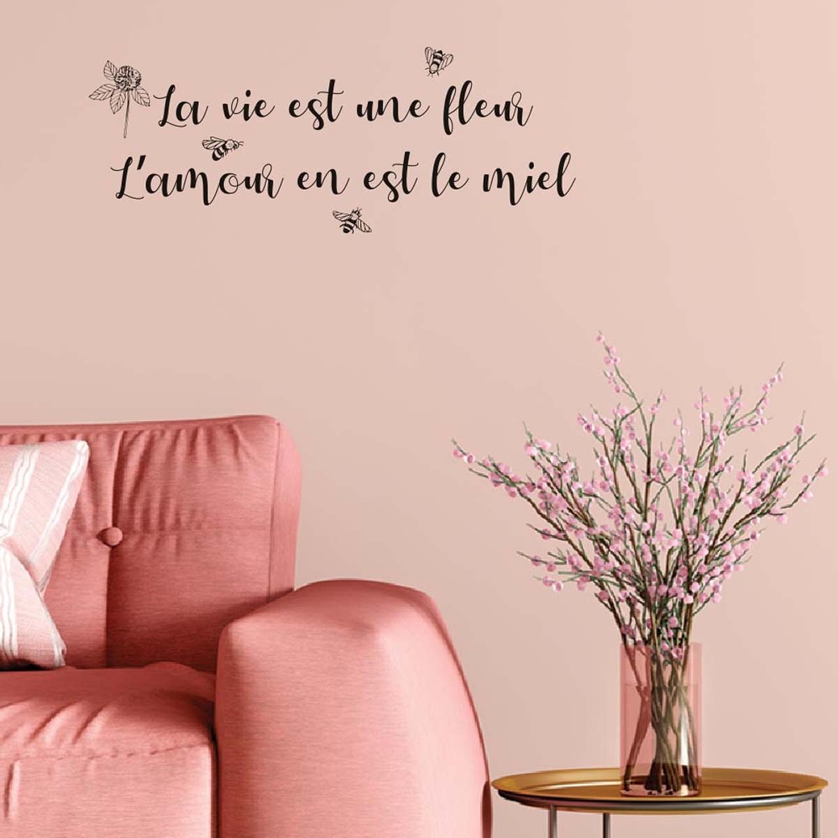 Stickers muraux qualité premium "la vie est une fleur" l 66 x H 25cm