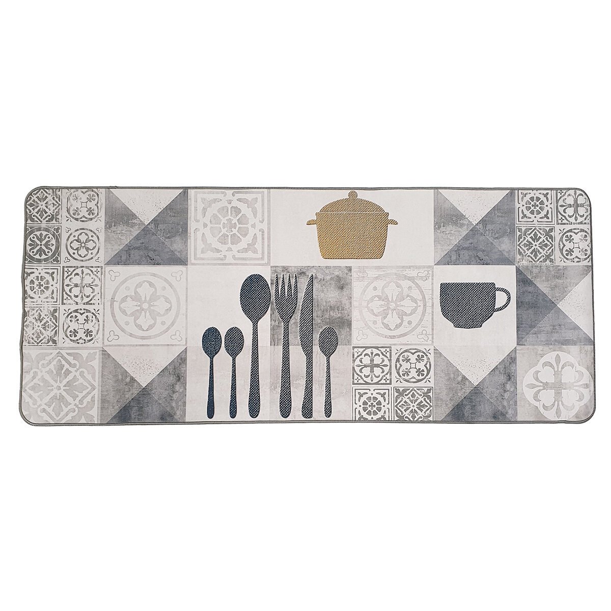 Non-slip and ultra flexible decorative rectangle carpet printed Polyester cement tiles L 120 x W 50 cm