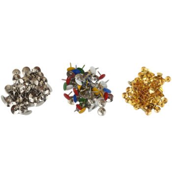 Lot of 250 gold, silver and assorted colored push pins in metal Stil3