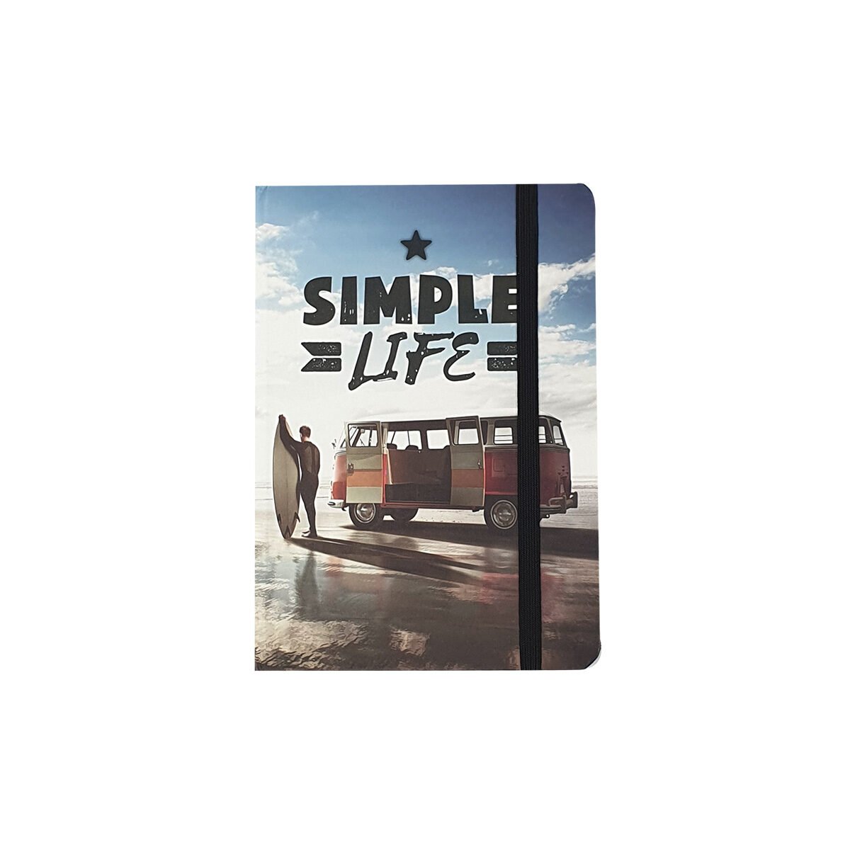 "Simple Life" notebook 160 ruled pages W 10 x H 15 cm with elastic closure