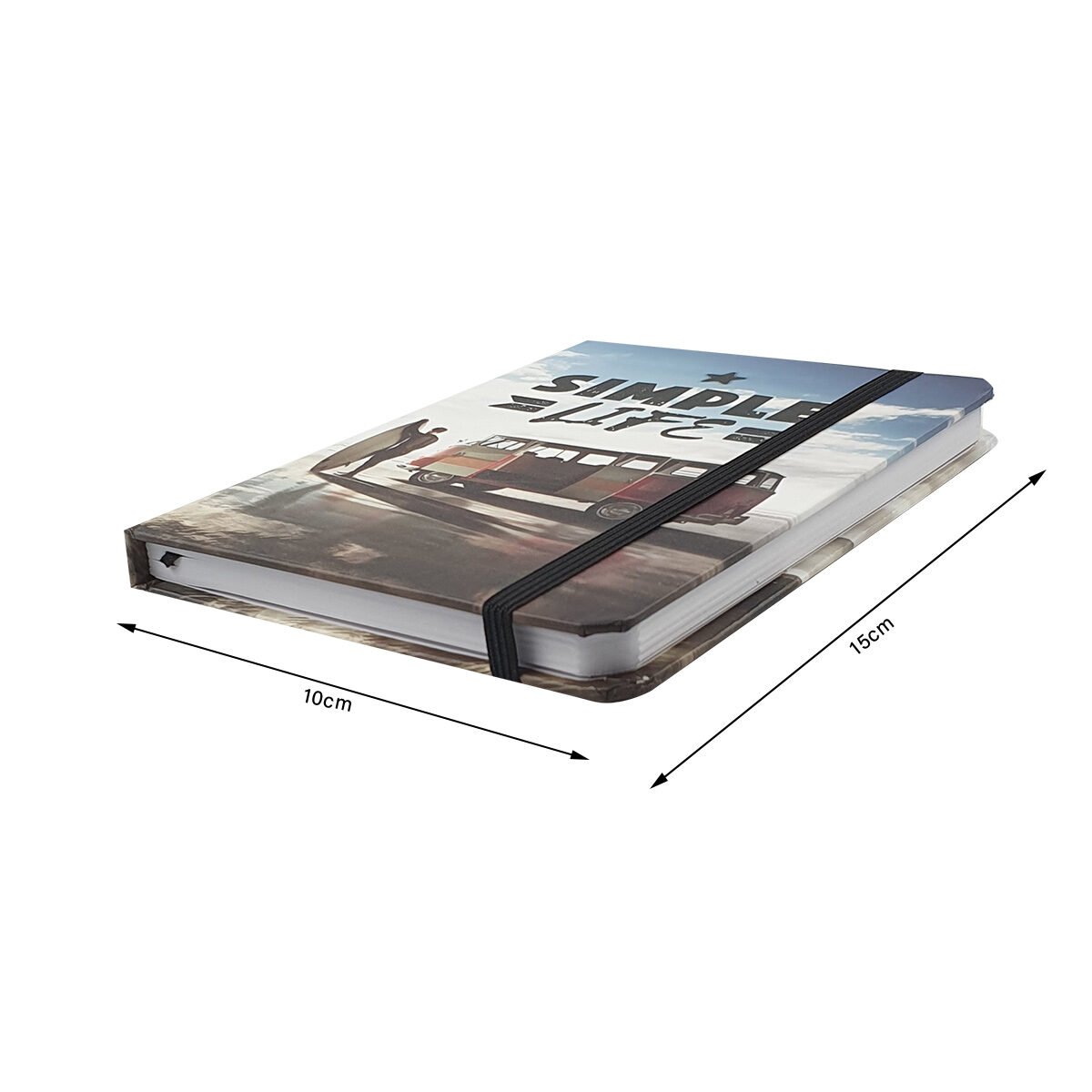 "Simple Life" notebook 160 ruled pages W 10 x H 15 cm with elastic closure