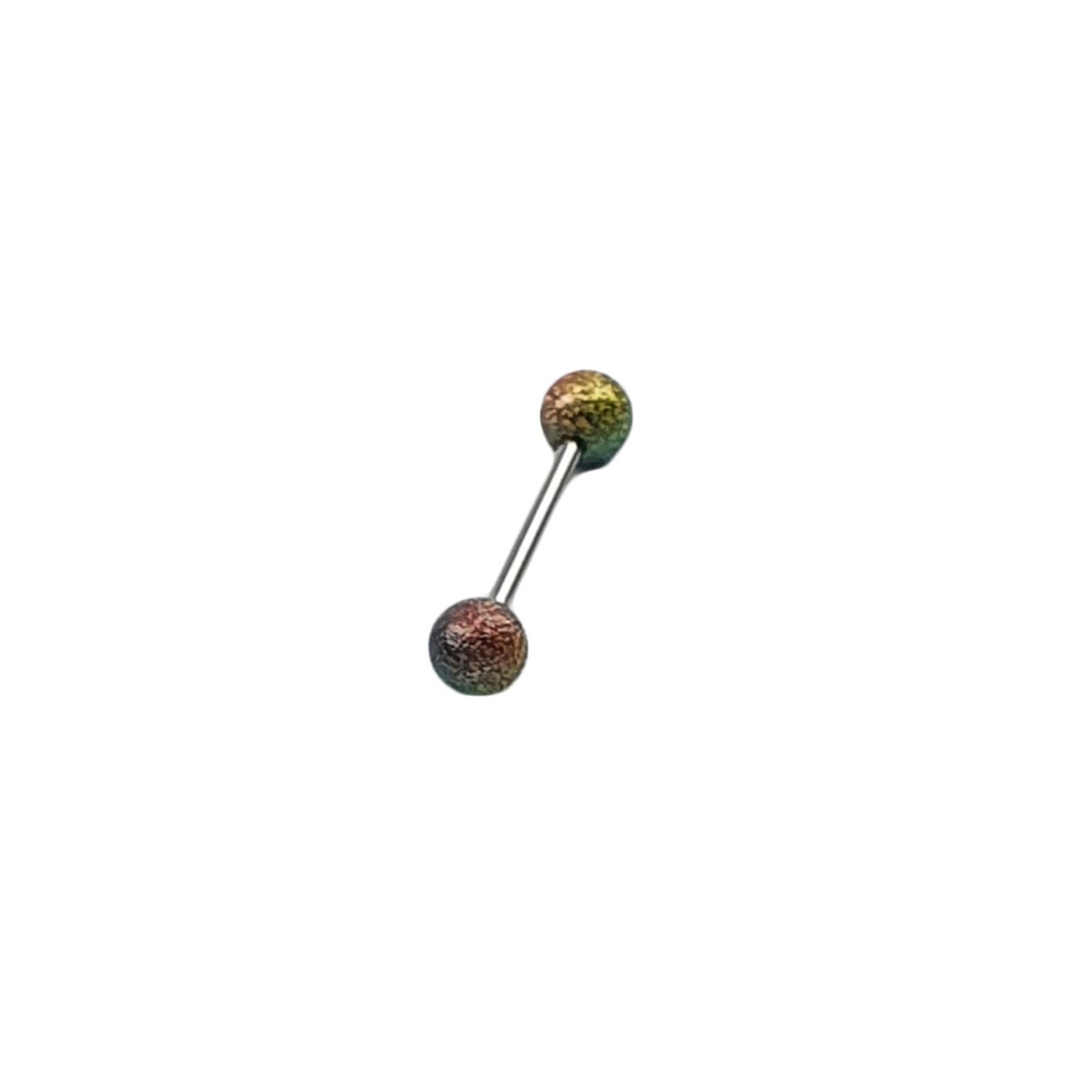 Piercing langue en acier chirurgical D 1.6 x L 25 mm avec 2 boules multicolores en acrylique