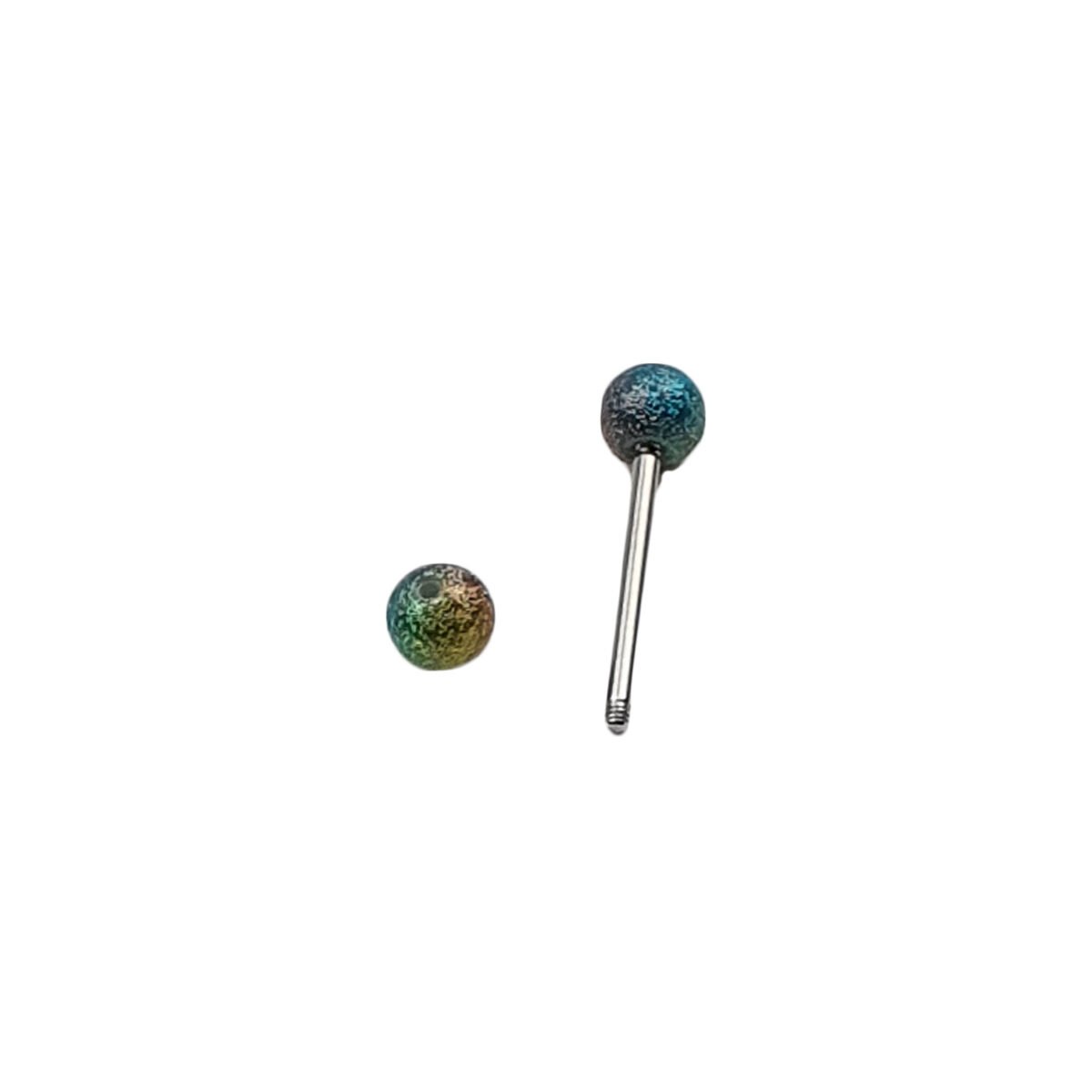 Piercing langue en acier chirurgical D 1.6 x L 25 mm avec 2 boules multicolores en acrylique