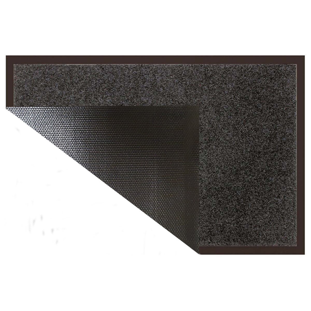 Tapis d'entrée rectangle uni gris anti-poussière et antidérapant en polyester et PVC Déco tapis