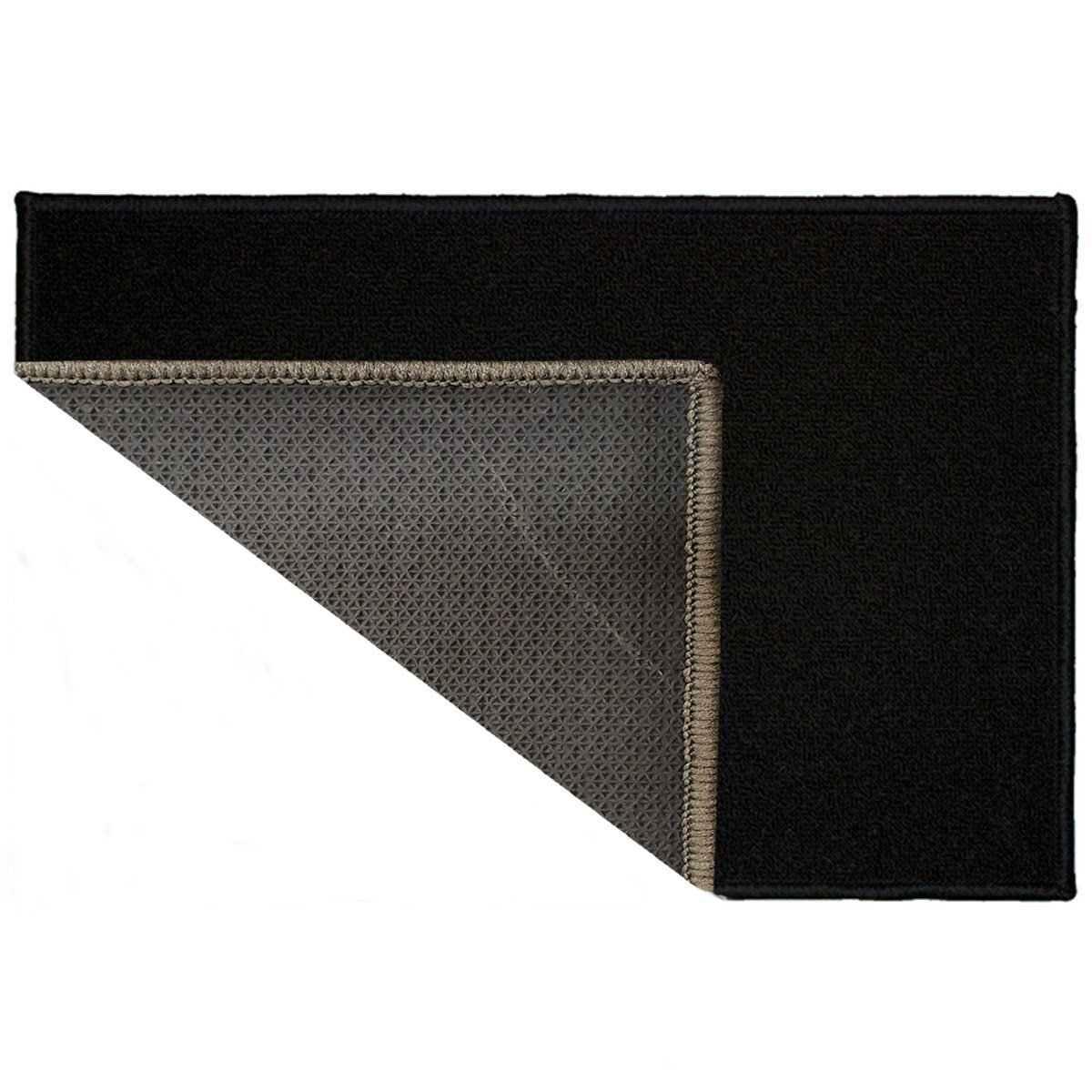 Tapis rectangle uni noir antidérapant en polyamide et latex Déco tapis