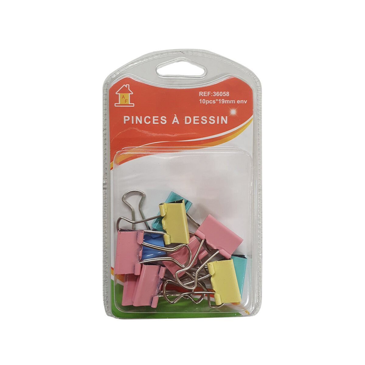 Pack of 10 Metal Double Clip Document Clips in Random Colors L 19mm