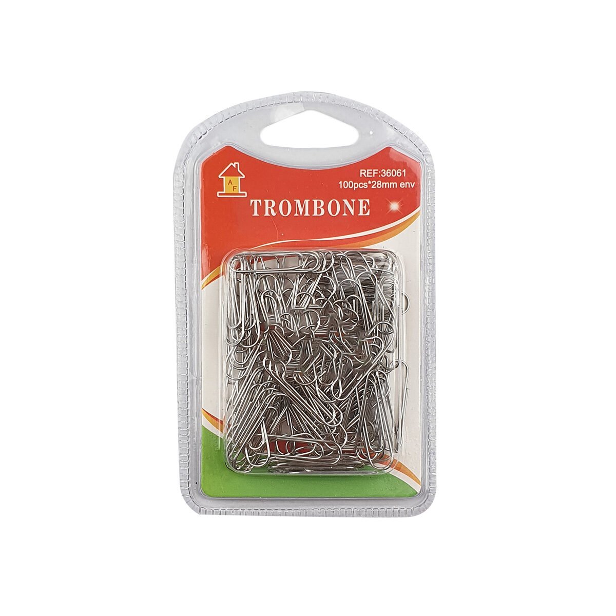 Lot of 100 silver metal paper clips L 28 mm