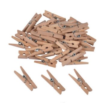 Lot of 50 mini clothespins in natural wood L 25 mm Art design