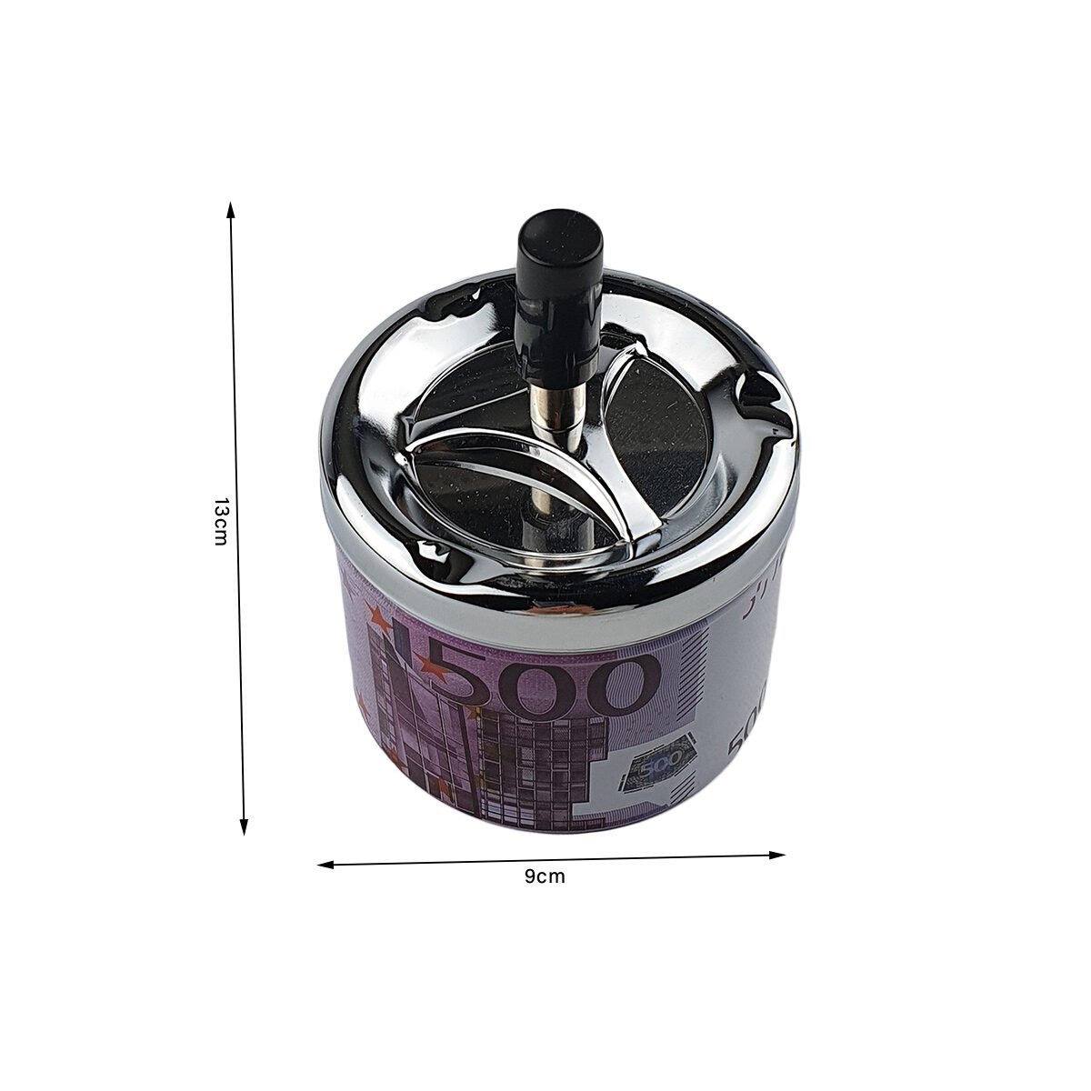 Round top ashtray €500 in metal D 9 x H 13 cm with pusher