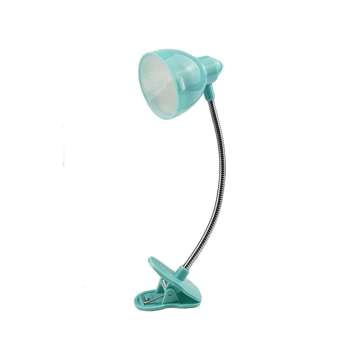 Lampe de lecture à 2 LED en plastique et métal H 16 cm avec 1 pince, 1 cou flexible et fonctionnant à l'aide de 3 piles AG13 incluses