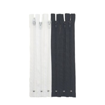 Set of 6 black and white nylon zippers L 19 cm