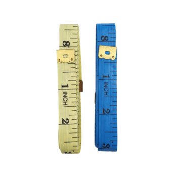 Set of 2 flexible double-sided yellow and blue vinyl tape measures L 150.0 cm x W 1.3 cm