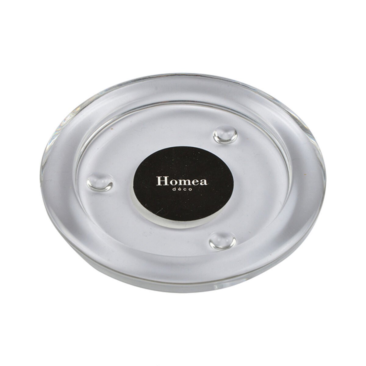 Round and flat glass tealight holder D 10.5 x H 1.5 cm Homea