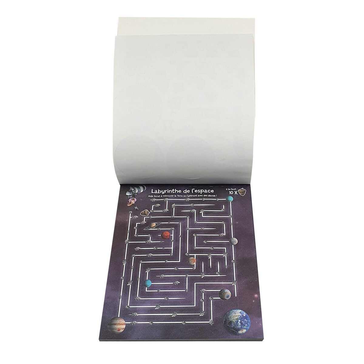 Soft cover activity book + 200 stickers Ice age: the laws of the universe in 48 pages l 19.5 x H 24.0 cm Editions Piccolia