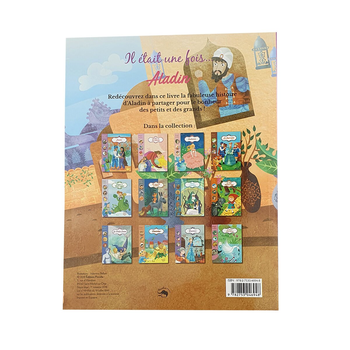 Storybook Once upon a time: Aladdin in soft cover in 24 pages W 20 x H 26 cm Editions Piccolia