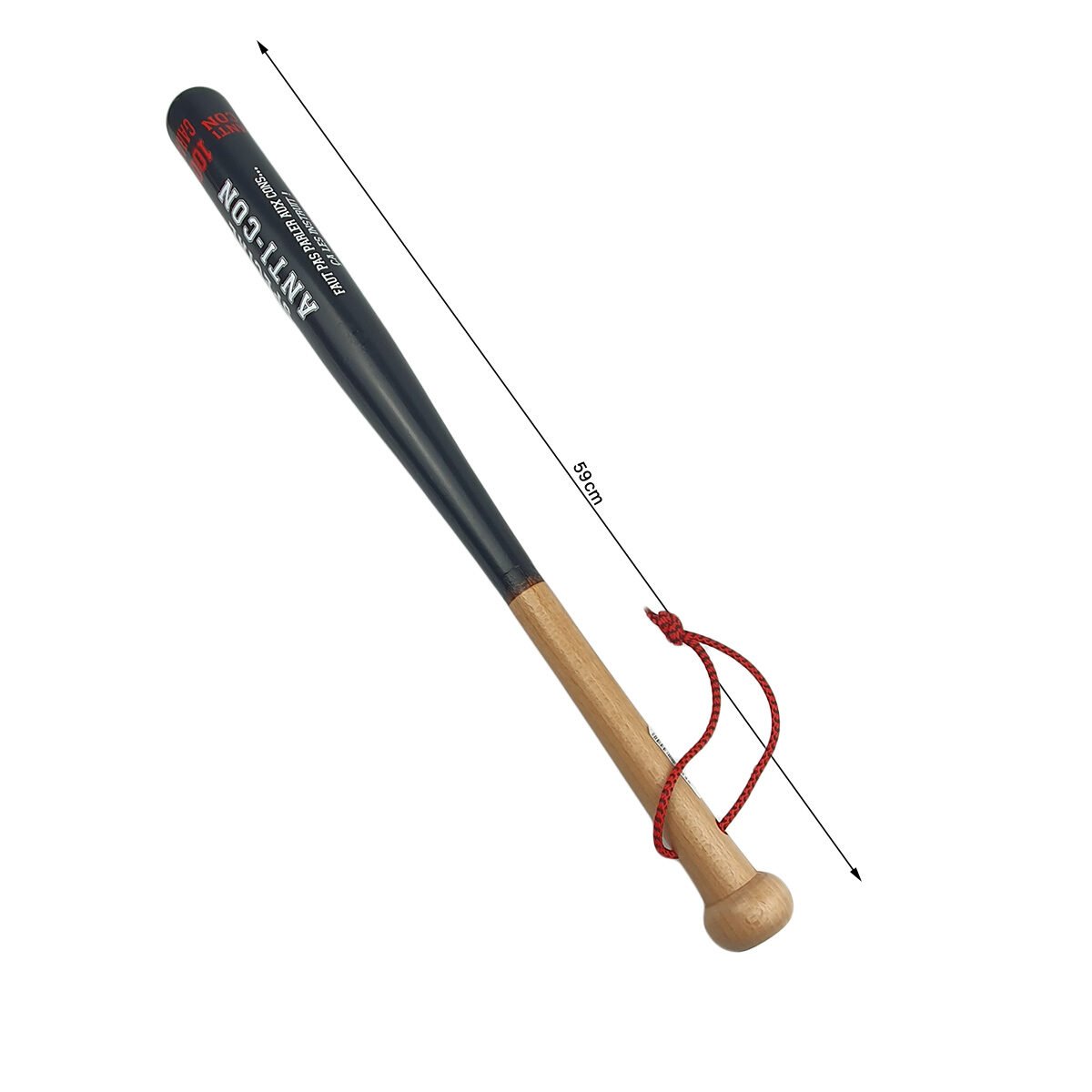 Black wooden baseball bat L 59 cm with humorous texts on it