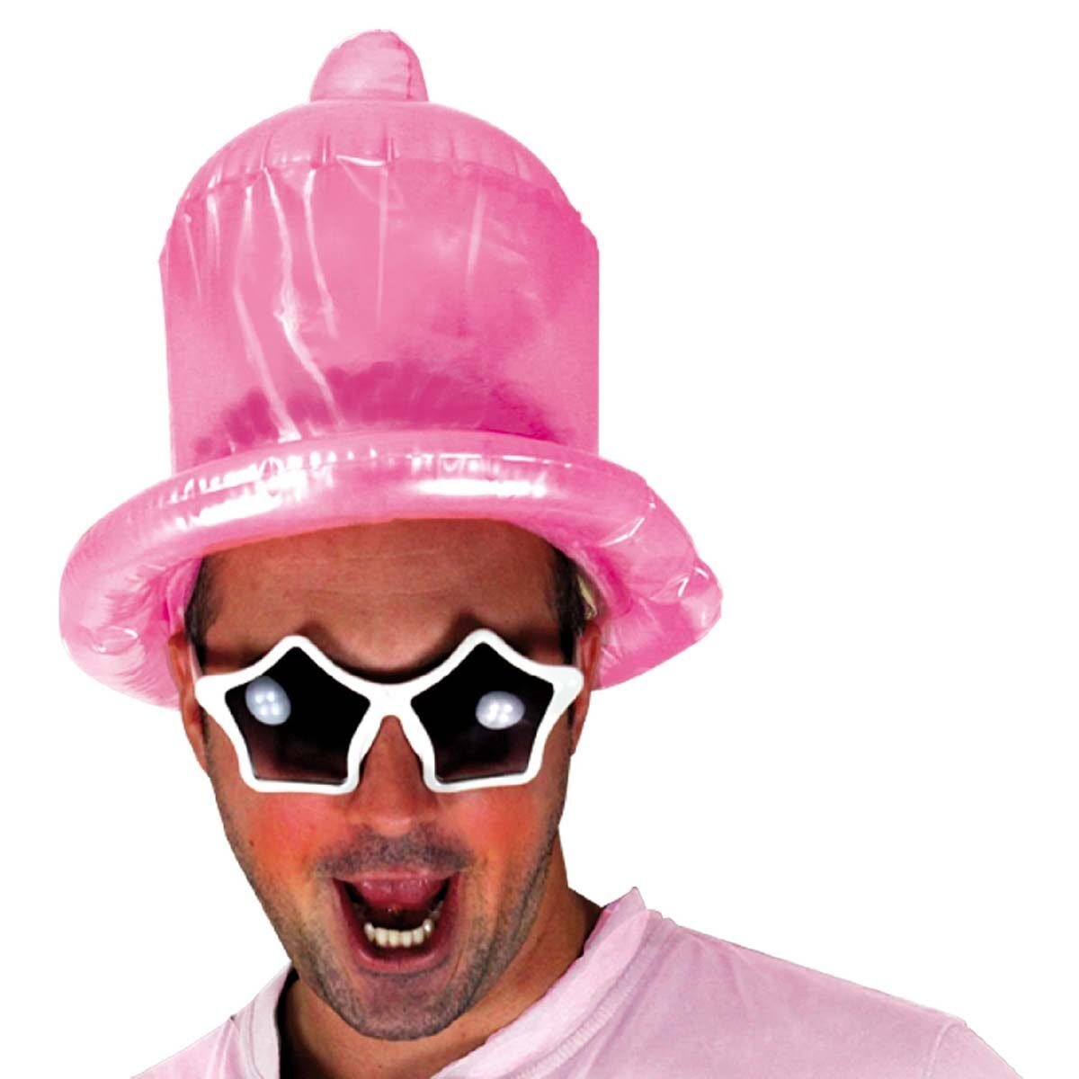 Bonnet humoristique Capote gonflable en plastique rose