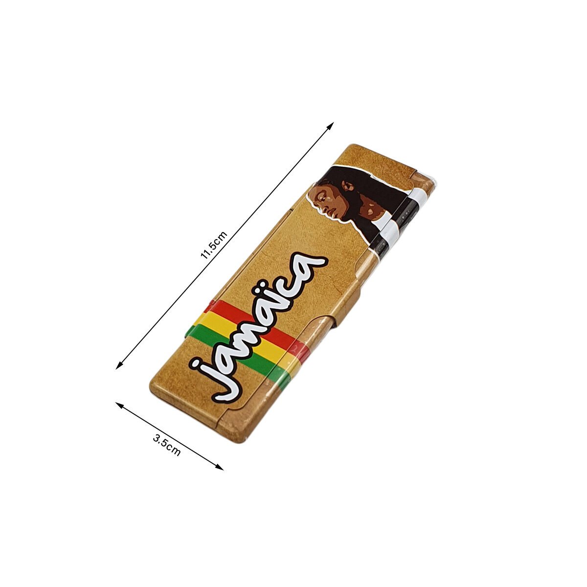 Metal Jamaica rolling paper case L 11.5 x W 3.5 cm