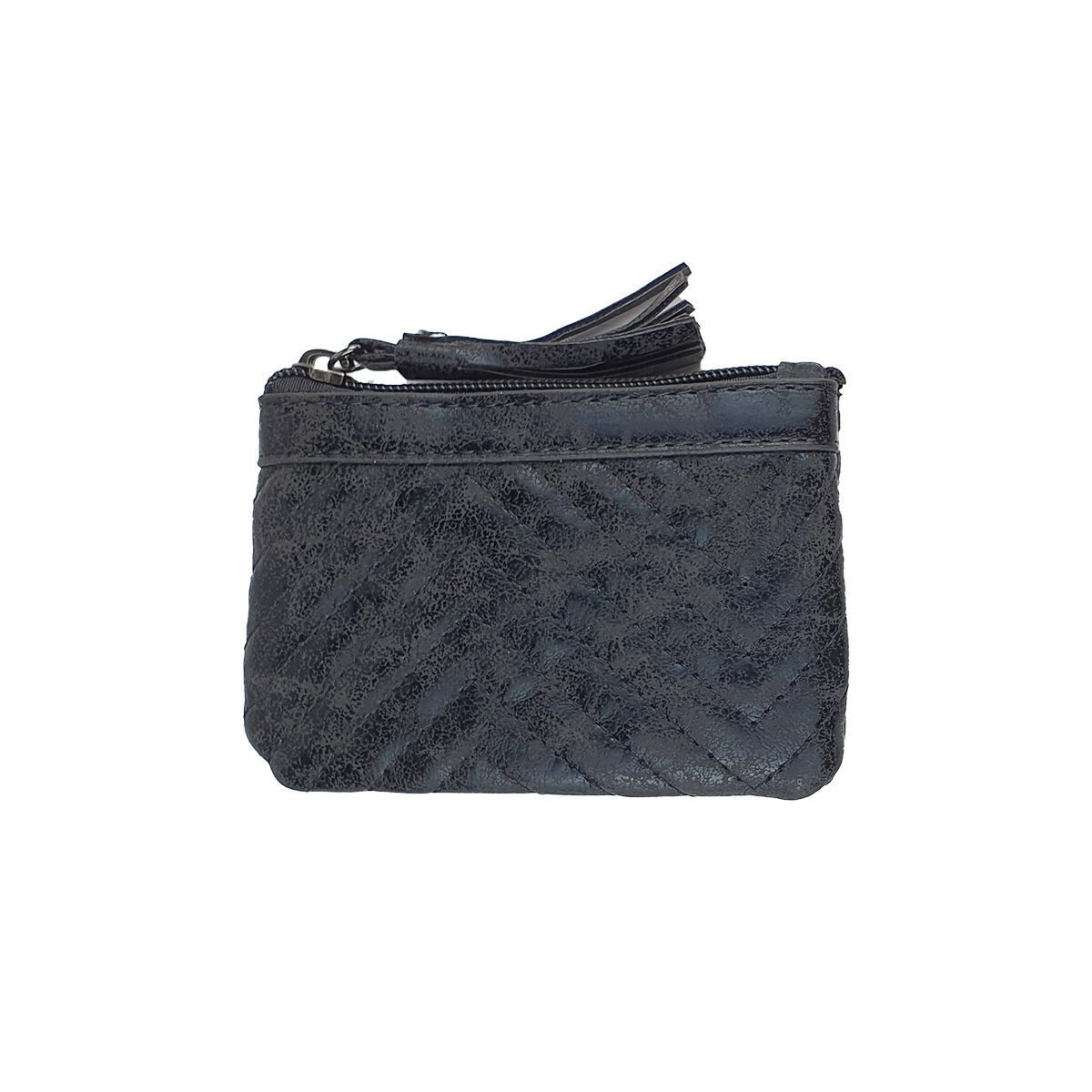 Porte-monnaie synthétique noir L 12 x H 8 cm avec 2 poches