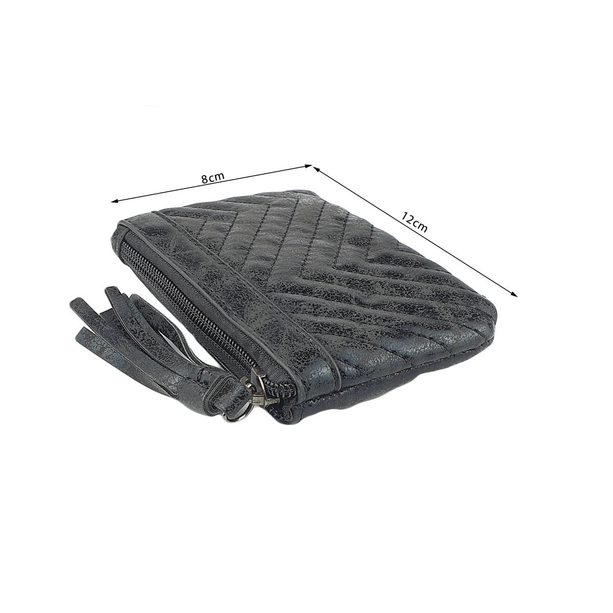 Porte-monnaie synthétique noir L 12 x H 8 cm avec 2 poches