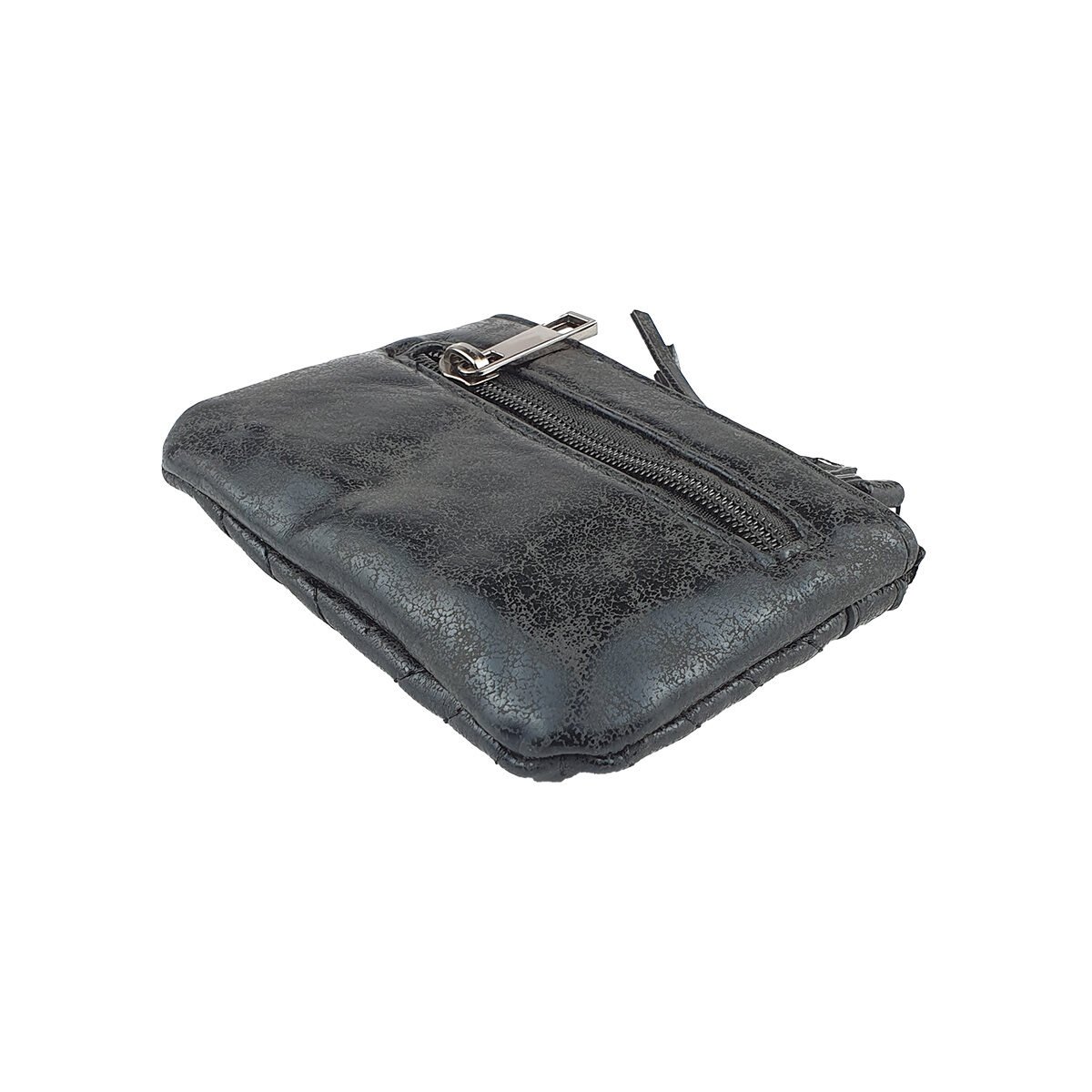 Porte-monnaie synthétique noir L 12 x H 8 cm avec 2 poches