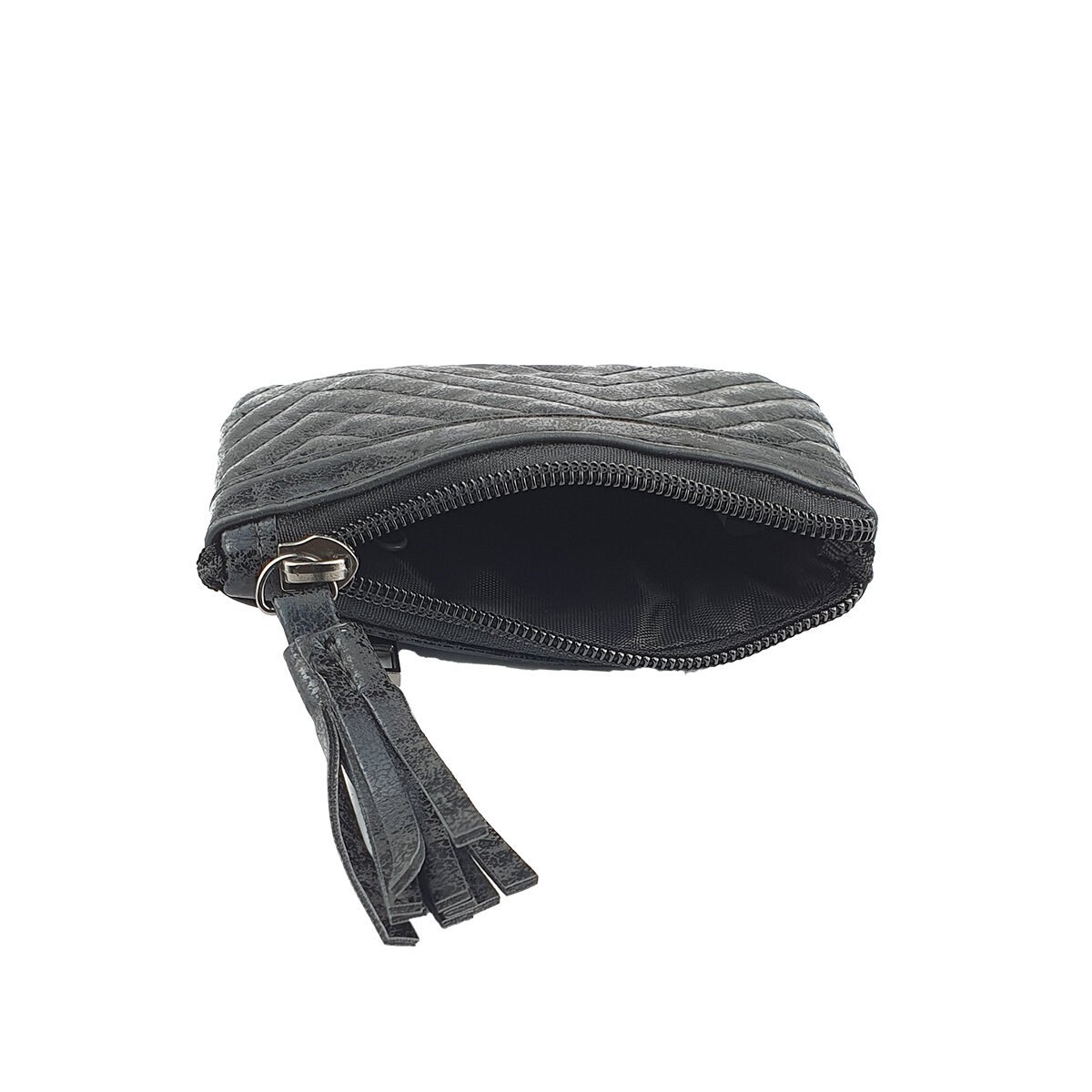 Porte-monnaie synthétique noir L 12 x H 8 cm avec 2 poches