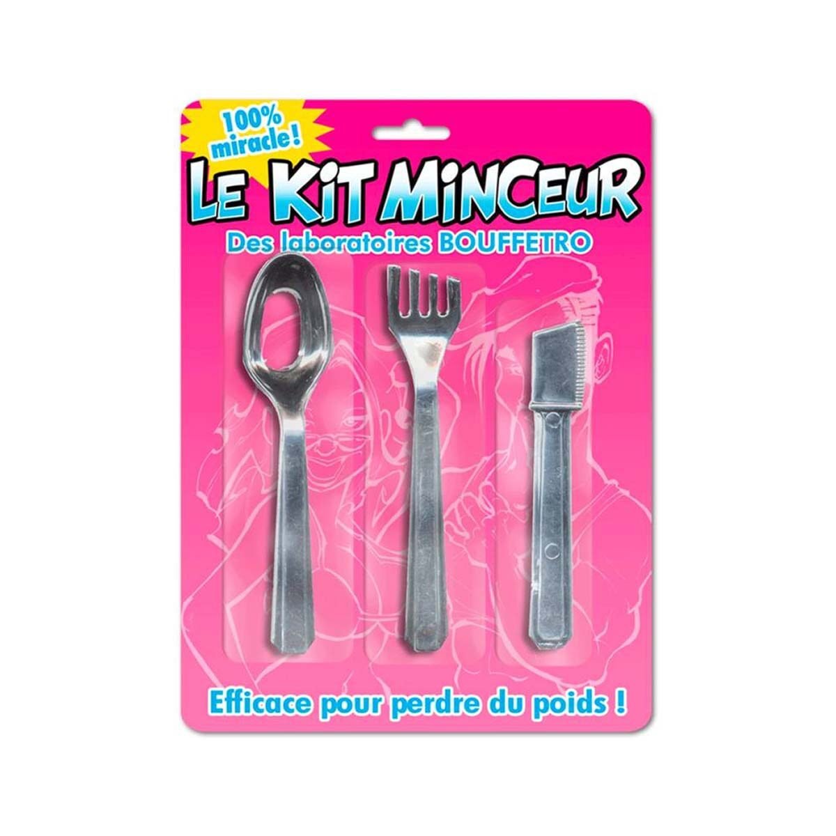 Slimming kit with 1 plastic spoon, 1 fork and 1 knife for stuffing