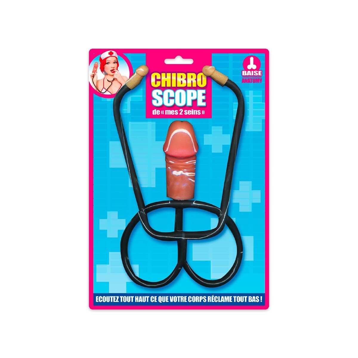 Stéthoscope humoristique noir avec Zizis couleur chair en plastique