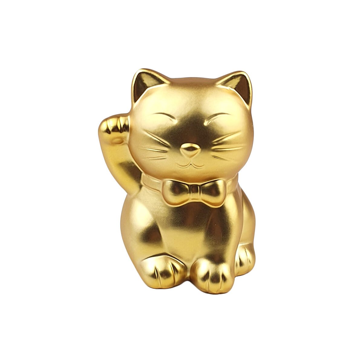 Money box Lucky cat in gold ceramic W 11 x H 15 cm with rubber lid