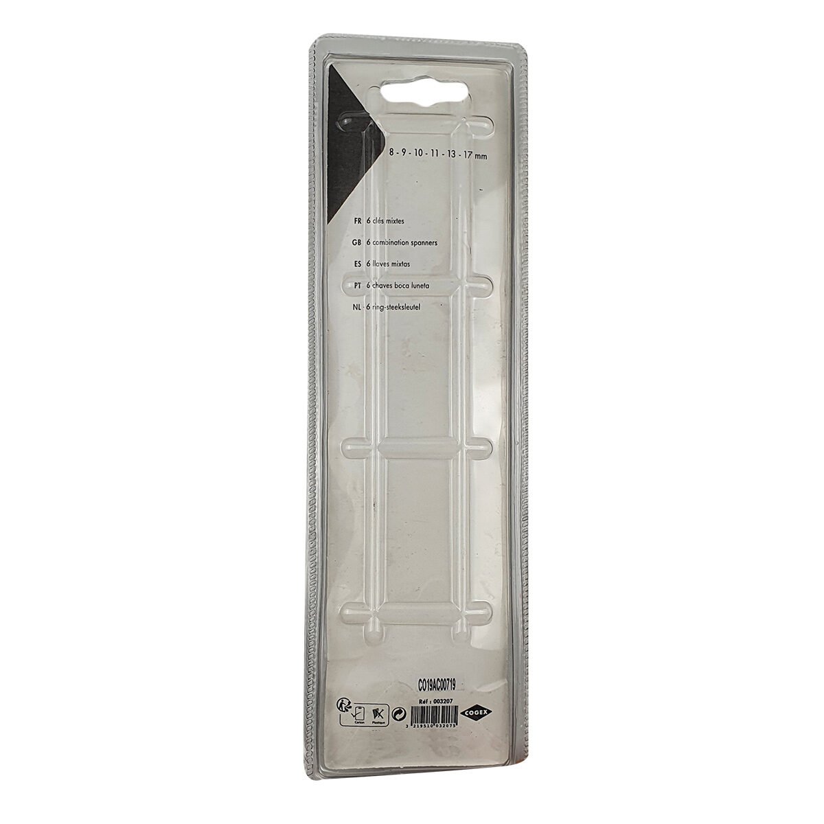 Set of 6 combination spanners (fork and ring) in alloy steel of different sizes Cogex