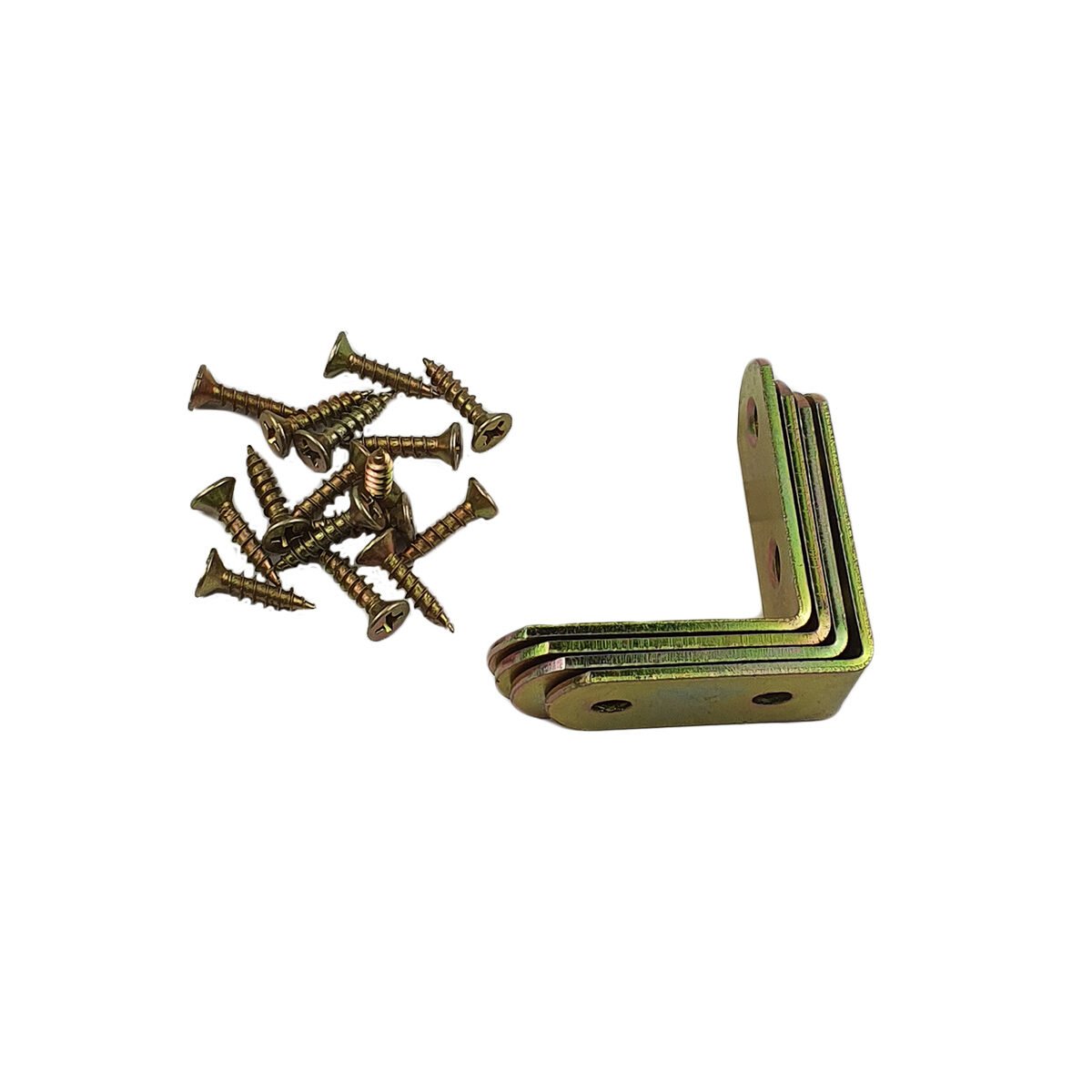Set of 4 mounting brackets in gold galvanized steel with 16 screws