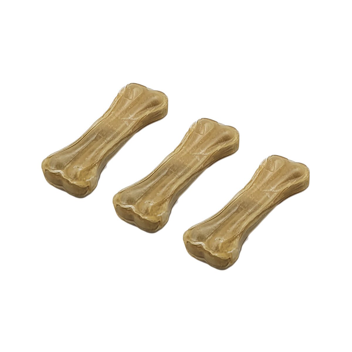Lot de 3 os pressés à mâcher à base de peau de buffle et d'amidon L 8 x l 3 cm pour chien Distri Escaut