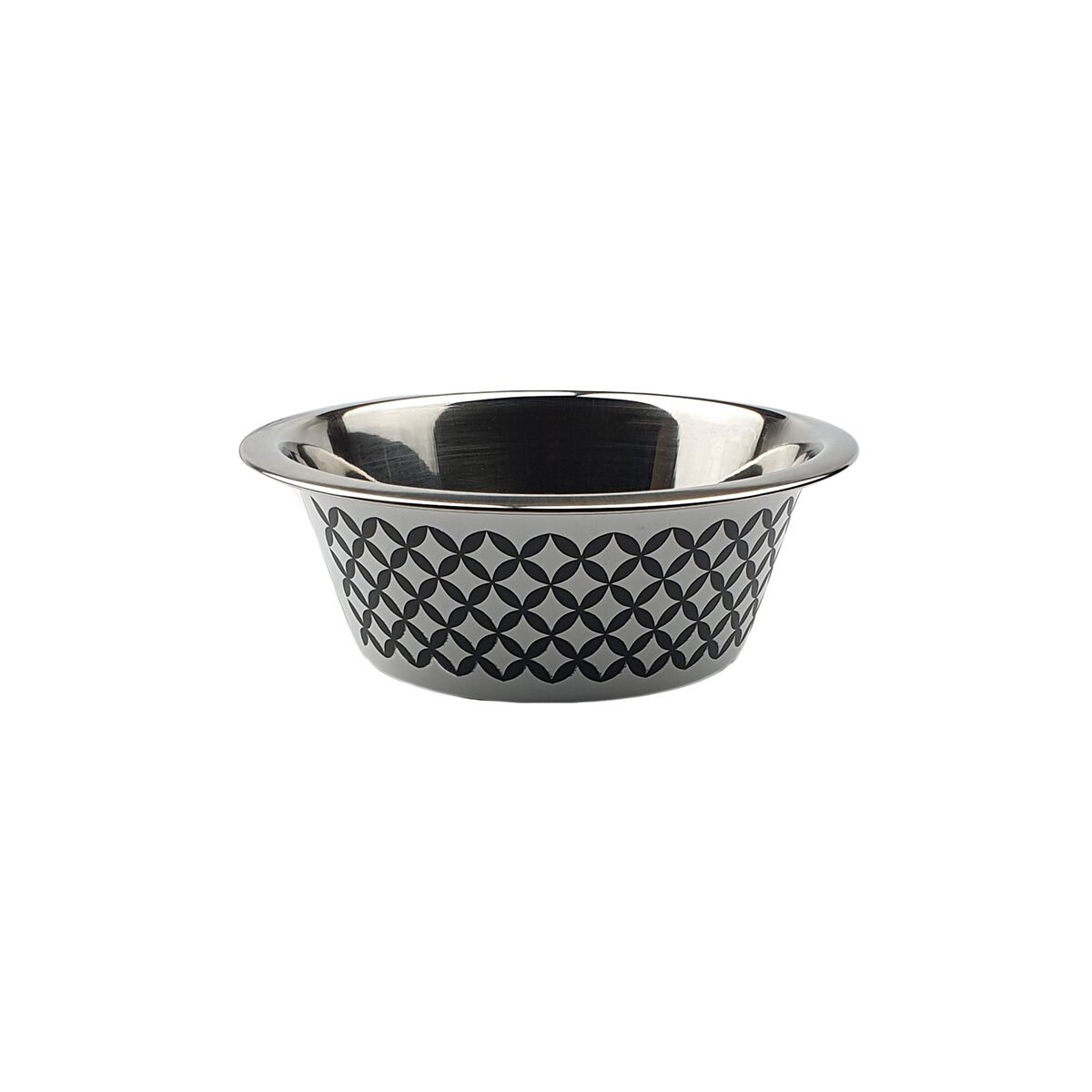 Gamelle en acier inoxydable à motifs blanc et anthracite mat D 11.5 x H 4.0 cm pour chien et chat Molosse & Matou