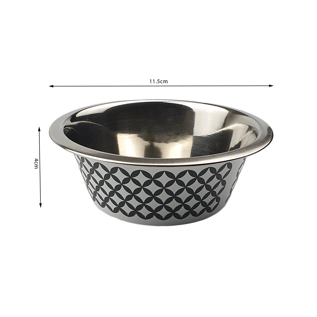 Gamelle en acier inoxydable à motifs blanc et anthracite mat D 11.5 x H 4.0 cm pour chien et chat Molosse & Matou