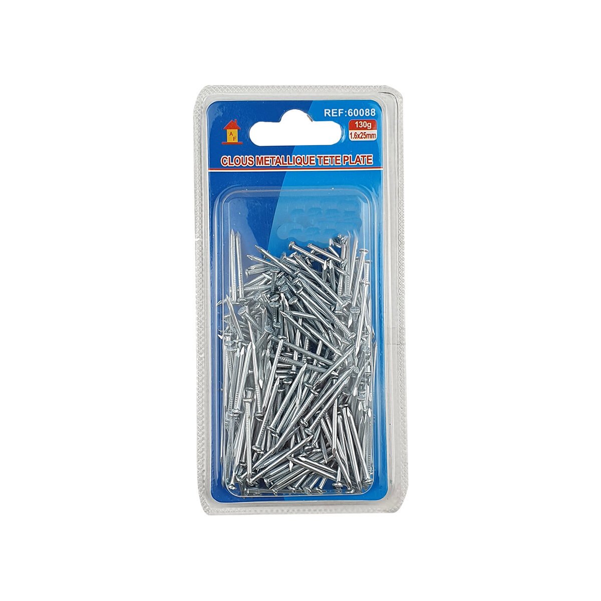 Set of silver alloy steel flat head nails L 25.0 x D 1.6 mm in 130 g