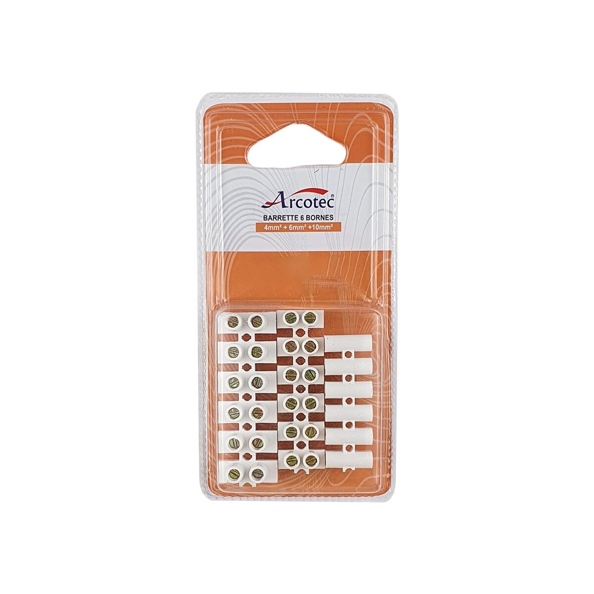 Lot de 3 barrettes de connexion électriques blanches à 6 plots Arcotec