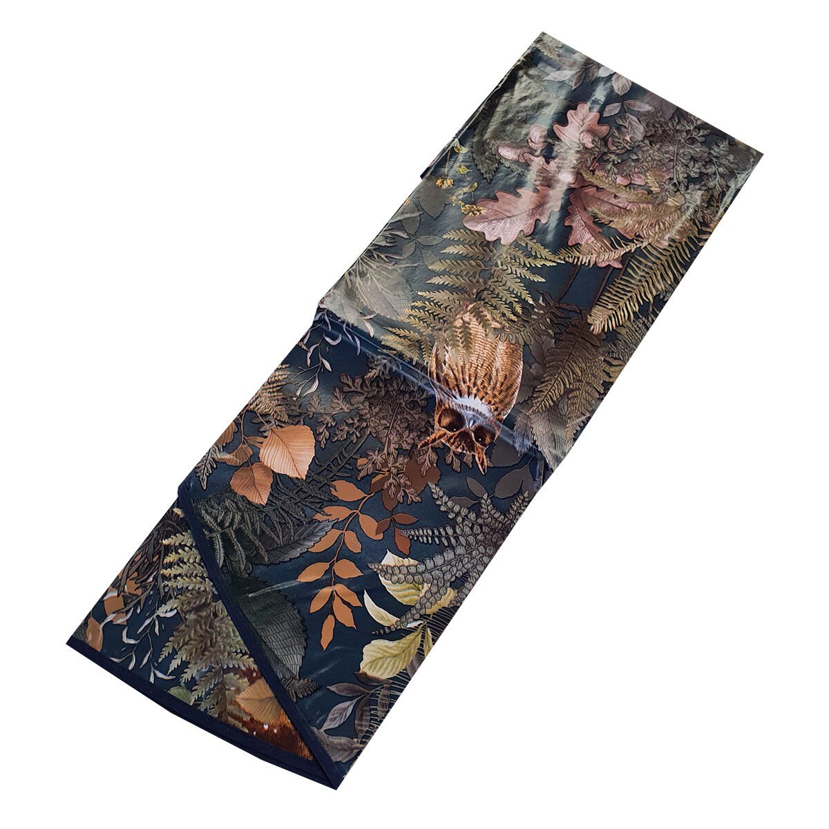 Round tablecloth in waxed canvas/PVC printed Féerique D 160 cm with bias finish Douceur d'intérieur