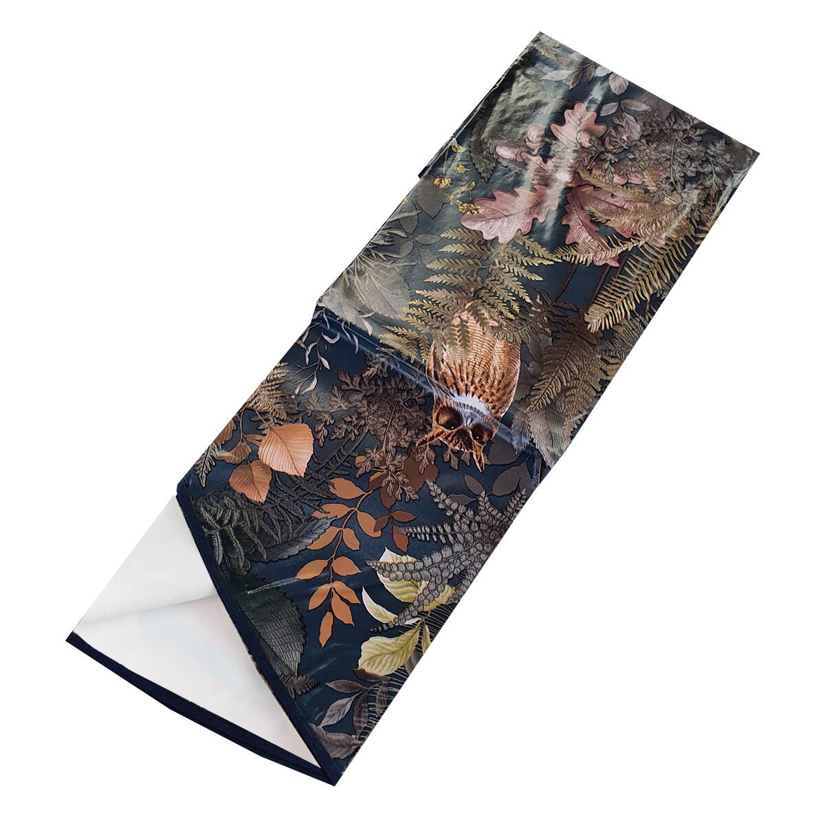 Round tablecloth in waxed canvas/PVC printed Féerique D 160 cm with bias finish Douceur d'intérieur