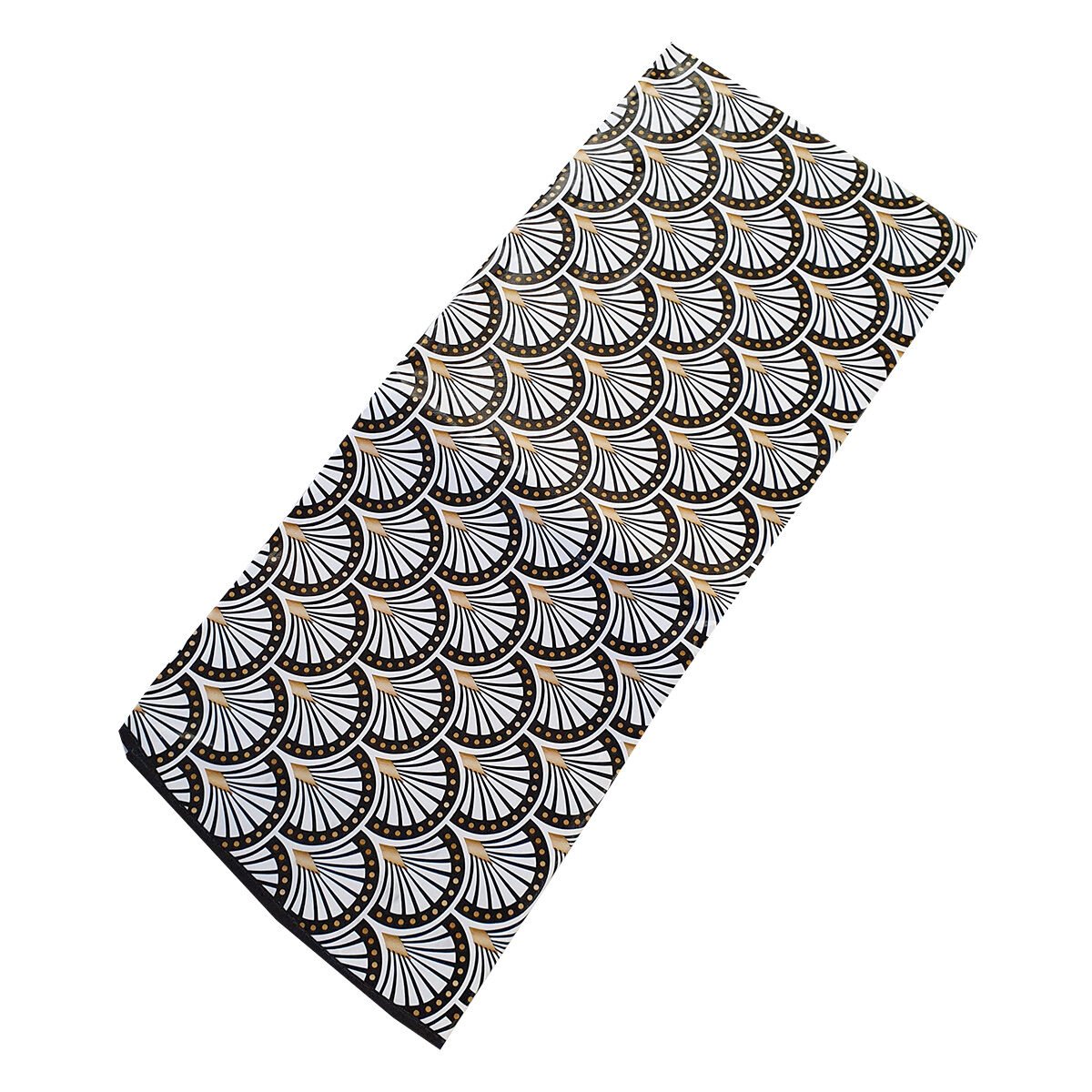 Round tablecloth in oilcloth/PVC printed Archibald black/ocher D 160 cm with bias finish Douceur d'intérieur